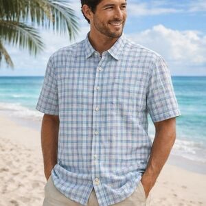 Tommy BAHAMA 🌴 Relax Island Modern Fit | Woven Linen Shirt | Size Large